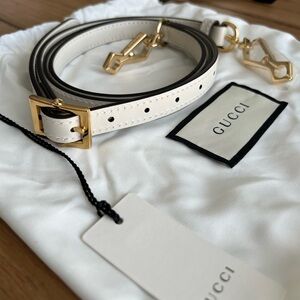 Gucci Shoulder Strap Mystic White Leather with Gold Hardware